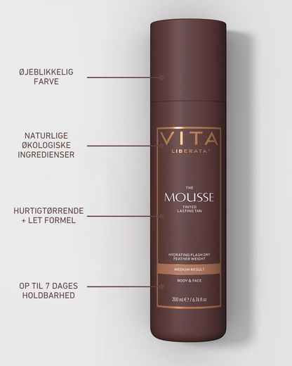 Vita Liberata Tinted Tanning Mousse Dark 200 ml – Selvbruner mousse med guidefarve200 ml