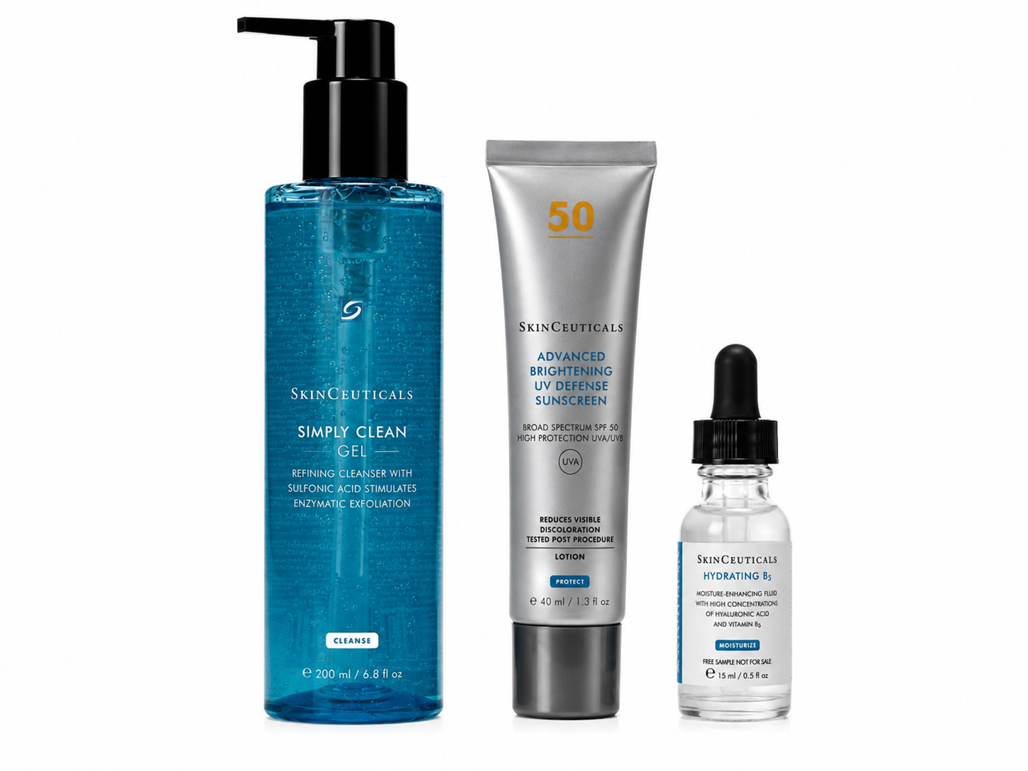 SkinCeuticals Starter Kit- Simply Clean, Brightening spf 50 og Hydrating B5 Serum