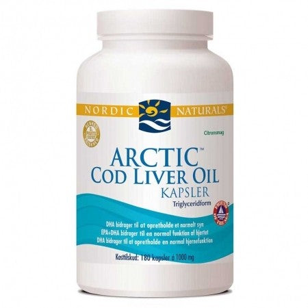 Nordic Naturals Arctic Cod Liver Oil kapsler med citronsmag 180 stk